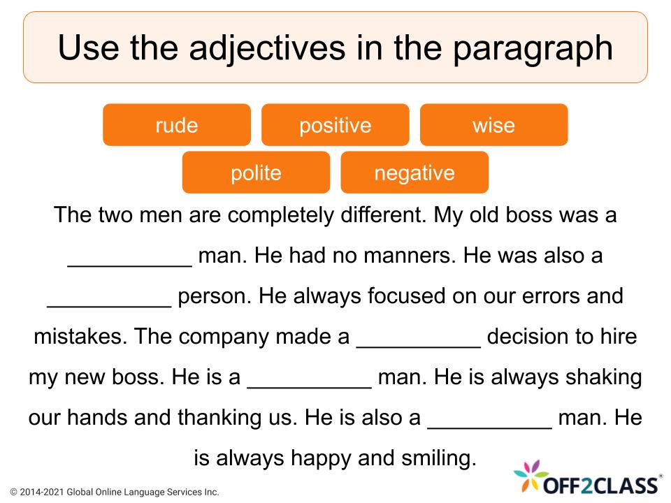 Teaching Adjectives And Opposites To ESL Students Off2Class